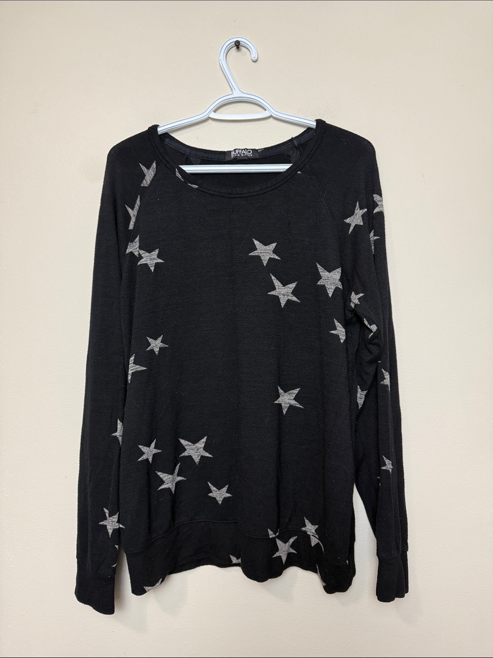 Buffalo David Bitton Black Sweatshirt with Silver Star Pattern size L